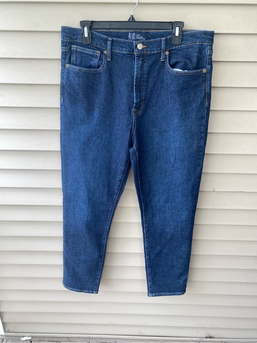 🌈 GAP Women’s High Rise Vintage Slim Skinny Jeans in Dark Indigo Blue